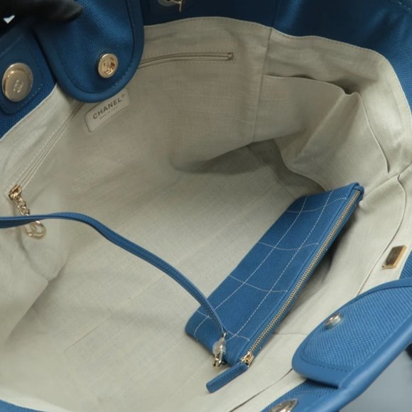 100% Authentic CHANEL Lady First Blue W/P Cloth Tote Bag - Picture 10 of 12